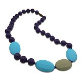 Silicone Teething Nursing Necklace, Safe BPA Free Teething Pain Relief for Baby - 24 inches - Navy