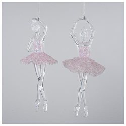 Club Pack of 12 Icy Crystal Pink Tutu Dancing Ballerina Christmas Ornaments 7