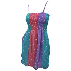 La Leela Texture Print with Doted Pearl Printed Sheer Chiffon Tube Dress