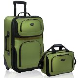 US Traveler Rio Two Piece Expandable Carry-On Luggage Set, Green, One Size
