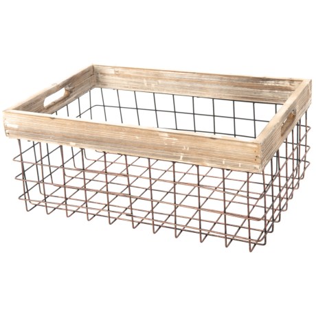 Metal And Wood Storage Basket - 15?
