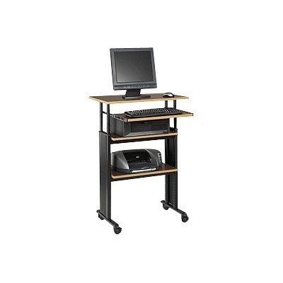 Safco Products Company 1929cy Muv Stand-up Adjustable Height Workstation - Cart For Lcd Display / Keyboard / Cpu - Wood  Steel  Melamine Laminate - Cherry  Powd