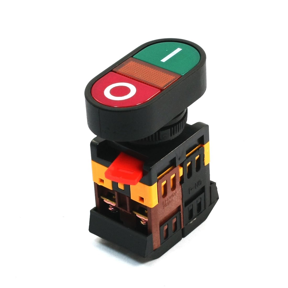 Panel Mount NO/OFF 3P Momentary Red Lamp Push Button Switch AC 600V 10A