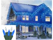 Set of 70 Blue & Pure White LED M5 Mini Icicle Christmas Lights - Green Wire