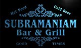 u43765-b SUBRAMANIAM Family Name Bar & Grill Home Decor Neon Light Sign