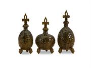 Set of 3 Ornate Ceramic Chambray Bottles with Stoppers 14