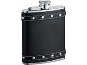 Visol Vf1220np Rocker Black Leather Studded Liquor Flask - 6 Oz