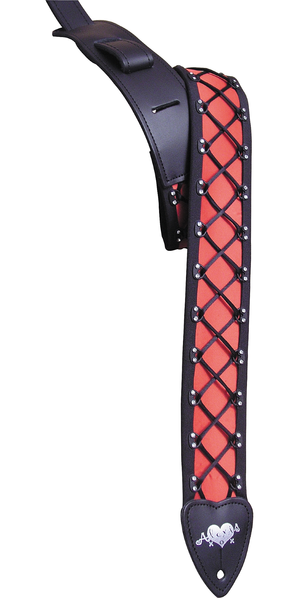LM Products Alexis Corset Leather Guitar Strap Red and Black