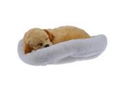 Thzy Emulation Sleeping Breathing Dog Toy Pet With Woolen Bed As Shown(dog)