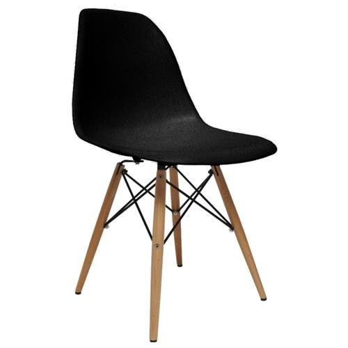 Finemod Imports WoodLeg Dining Side Chair - Black - ABS - 18" Seat Width x 15" Seat Depth - 18" Width x 19" Depth x 32" Height
