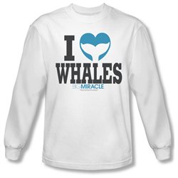 Mens BIG MIRACLE Long Sleeve I HEART WHALES XXLarge T-Shirt Tee
