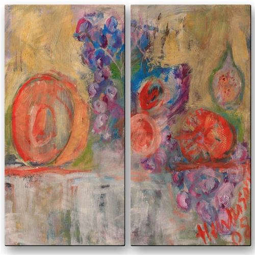 All My Walls 0024ME00014 Still Life with Melon & Fig Wall Hanging, Multicolor - Medium