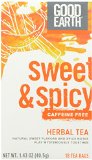 Good Earth Sweet & Spicy Caffeine Free Herbal Tea, 18 Count Tea Bags (Pack of 6)