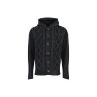 Ringspun Men's Panamint Cable Cardigan - Black Marl