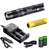 NITECORE P12 2015 version 1000 Lumen high intensity CREE XM-L2 LED long throw tactical flashlight with Genuine Nitecore NL189 18650 3400mAh Li-ion rechargeable battery, Nitecore i2 intelligent Charger, Car Charging Cable and 2 X EdisonBright CR123A lithium Batteries