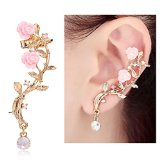CIShop Pink Rose Diamond Ear cuff Earrings stud Punk Style Ear Wrap(left ear)
