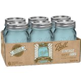 Ball Jar Heritage Collection Pint Jars with Lids and Bands, Blue, Set of 6