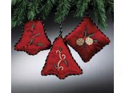 Red Velvet Embroidered & Beaded Holly Berry Christmas Ornament