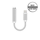 Lightning to 3.5 mm Headphone Jack Adapter for iPhone 7 7plus,Kupx High Digital Fidelity 8pin Braided Lightning to Audio 3.5mm Female Aux Cable for iPhone 7 7plus 6 6s se 5 5s iPad Mini Pro Air White
