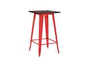 Dreux Glossy Red Elm Wood Steel Bar Table 42 Inch