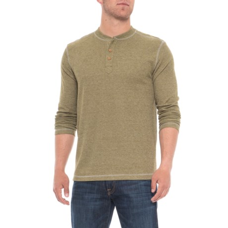 Ribbed Heathered Henley Shirt - Long Sleeve (for Men)
