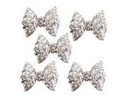 Thzy 5pcs 3d Silver Alloy Rhinestones Bow Tie Glitters Nail Art Slices
