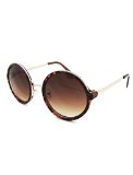 Fantas-Eyes Innuendo Round Wire Sunglasses-Tiger Gold-Brown