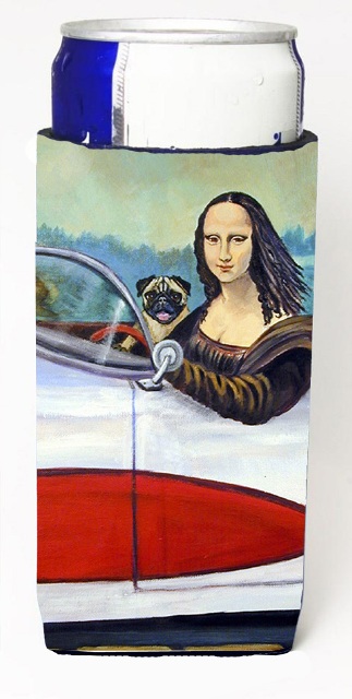 Carolines Treasures 7043MUK Fawn Pug and Mona Lisa Michelob Ultra for Slim Can