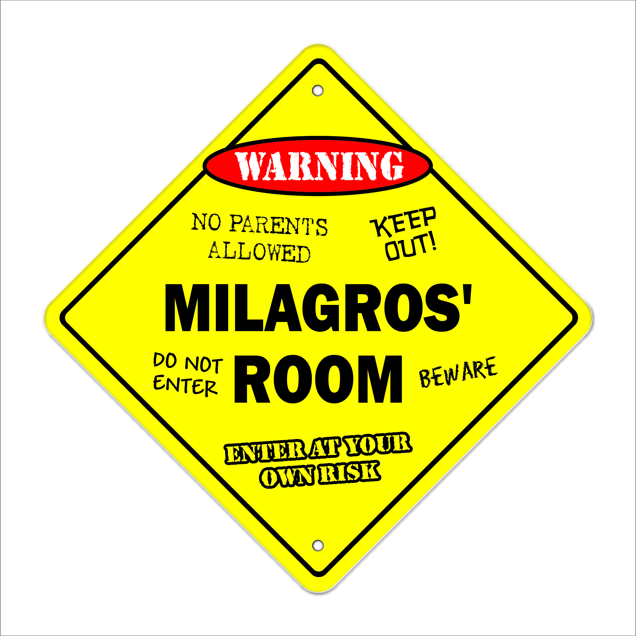 Milagros' Room Sign Crossing Zone Xing Indoor/Outdoor 14