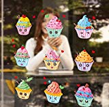 BIBITIME Nursery Funny Emoji Face Ice Cream Wall Decals Delicious Chocolates Cake Decor for Dessert Shop Showcase Window Sticker DIY
