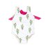 Kids Bathing Suit, Scoop Neck 1pc Cactus With Fuschia Tie, 4t By Shade Critters