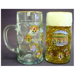 1 Liter German Dimpled Beer Stein with Heidelberg Germany Decal