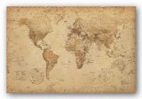 World Map Vintage Style Poster Print