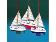 Pack of 12 Nautical Wooden Yacht with Striped Sails Christmas Ornaments
