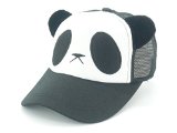 Oidon Summer Panda Cartoon Head Low Profile Flex Fit Baseball Shadow Mesh Cap (Adult 56-61cm 22.8-24.0inch, Black)