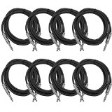 Seismic Audio SASTSX-10Black-8PK 10-Feet TS 1/4-Inch Guitar, Instrument, or Patch Cable, Black