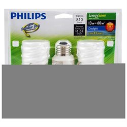 PHILIPS 13W 120V DayLight Energy Saver Ultra Mini Twist Bulb x 3 Pack