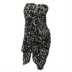 La Leela Black Chiffon Swim Swim Hawaiian Sarong Cover up