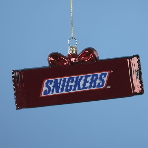 Pack of 6 Chocolate Shop Snickers Candy Bar Glass Christmas Ornaments 5