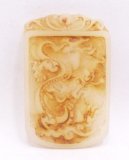 Chinese Jade Carving Lovely Beautiful Dragon Pendant Statue