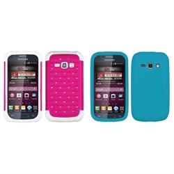 Combo pack ASMYNA Hot Pink/Solid White Luxurious Lattice Dazzling TotalDefense Protector Cover for S