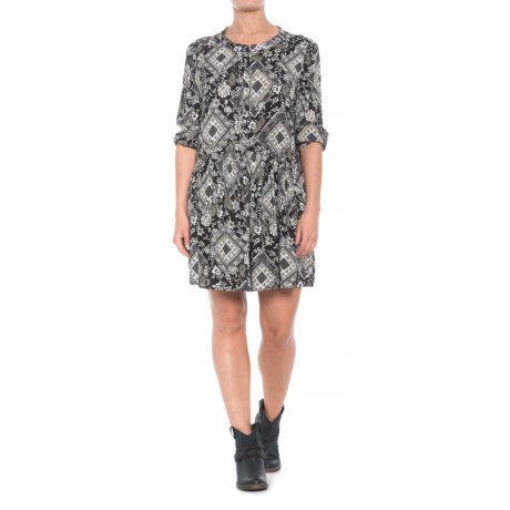 Diamond Floral Print Dress - 3/4 Sleeve (for Women)
