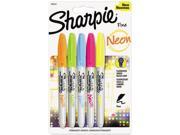 Sanford 1860443 Sharpie Fine Neon Marker Fine Marker Point Type - Neon Yellow, Neon Pink, Neon Orange, Neon Green, Neon Blue Ink - 5 / Pack, 1 Pack