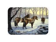 Horses In Snow By Daphne Baxter Glass Cutting Board Large Bdba0122lcb
