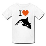 Bingo Kid's Love Killer Whales Cotton Graphic Tee Shirt White M