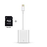 SD Card Reader, Lightning Adapter for iPhone (Support iOS 11.4 and Before), Trail Game Camera Viewer for iPhone X/8 Plus/8/7 Plus/7/6s Plus/6s/6 Plus/6/5 iPad Mini/Air, No App Required, [Upgraded]