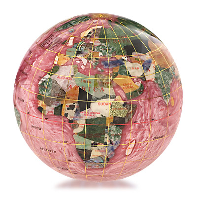 Alexander Kalifano GPW110G-RB 4 in. Gemstone Globe Paperweight - Rubalite Ocean