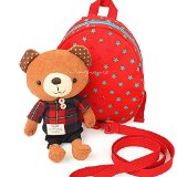 Coofit® Cute Cartoon Bear Children Kids Baby Toddler Anti-lost Backpack (Anti-lost Red Bear)