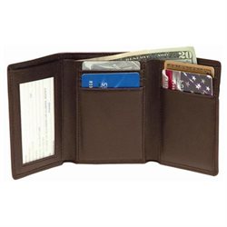 Royce Leather Men's Tri-Fold Wallet with Double ID Window