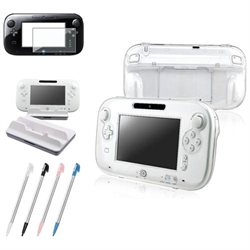 eForCity Clear Crystal Case   White Cradle Charging Station   Screen Protector Bundle Compatible With Nintendo Wii U
